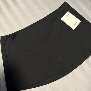 Danielle Guizio Black Asymmetrical A-Line Mini Skirt